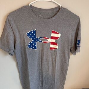 Under Armour Gray Freedom Tee with Flag Logo